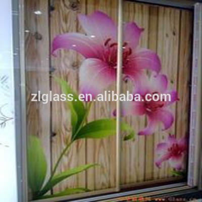 Interior painting glass sliding closet doors, flowers of glass painting