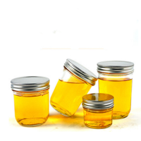 100/200ml round glass caviar storage honey jars / glass jam jar with metal lid